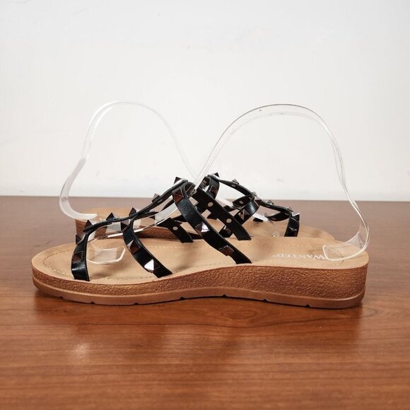 WANTED Women's Cove Studded Sandals black silver 6 new - Picture 8 of 12